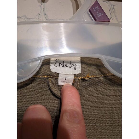 Emberley crop green denim jacket large * - Picture 3 of 3